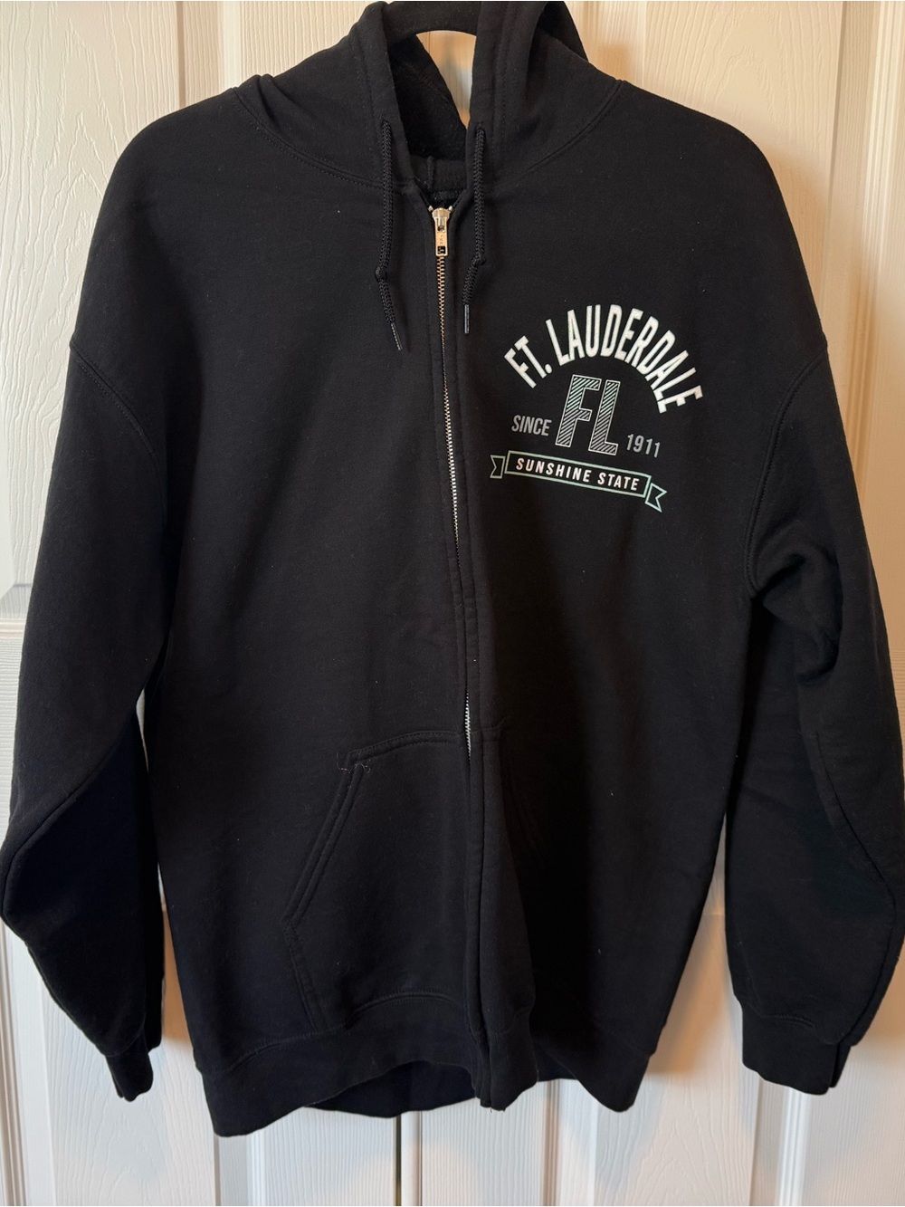 Gildan Black Ft. Lauderdale Zip-Up Hoodie with White & Mint Logo